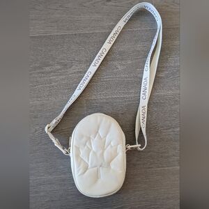 Lululemon Cream Crossbody Bag with Maple Leaf Design